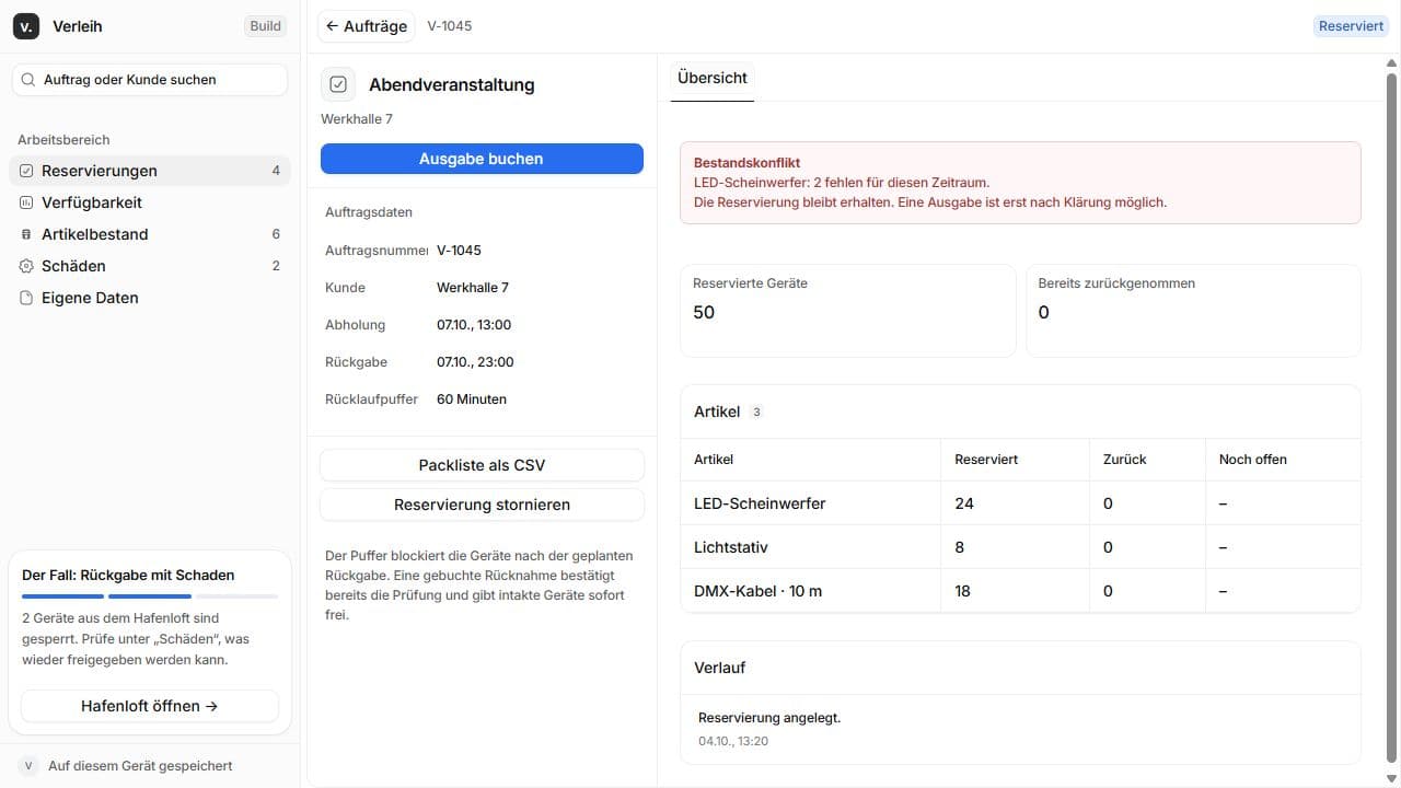 Fehlmenge bei der Abendveranstaltung